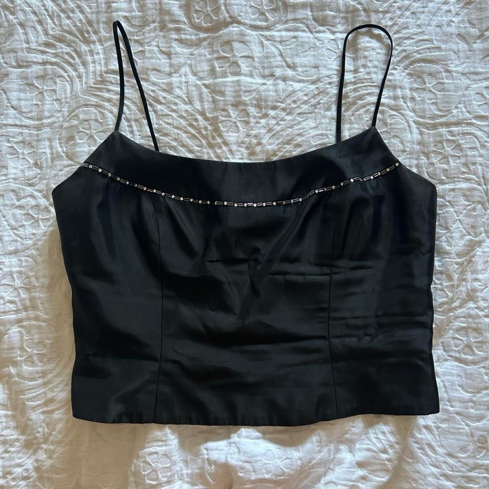 Patra Black Embellished Crop Camisole